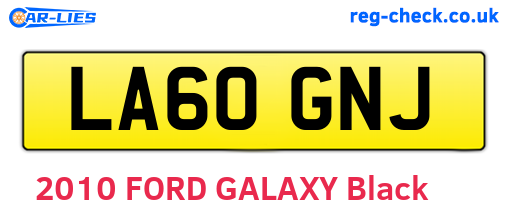 LA60GNJ are the vehicle registration plates.