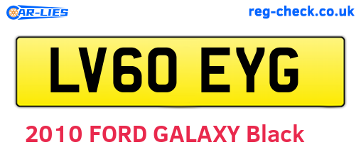 LV60EYG are the vehicle registration plates.