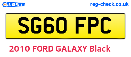 SG60FPC are the vehicle registration plates.