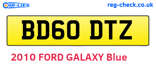 BD60DTZ are the vehicle registration plates.