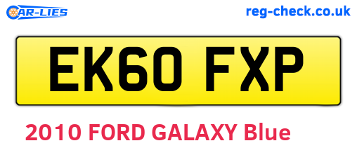 EK60FXP are the vehicle registration plates.