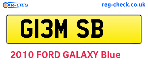 G13MSB are the vehicle registration plates.