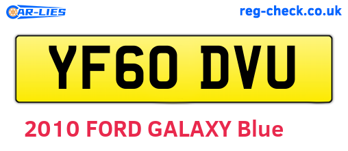 YF60DVU are the vehicle registration plates.