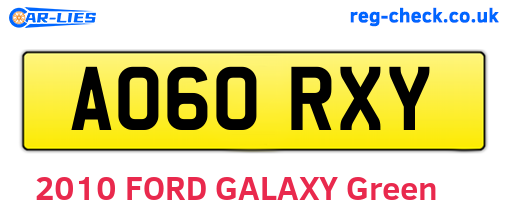 AO60RXY are the vehicle registration plates.