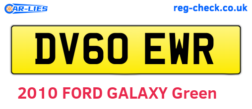 DV60EWR are the vehicle registration plates.
