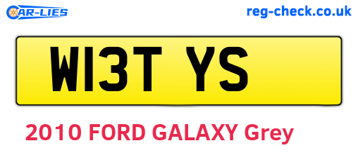 W13TYS are the vehicle registration plates.