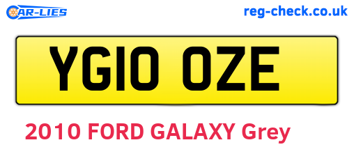 YG10OZE are the vehicle registration plates.