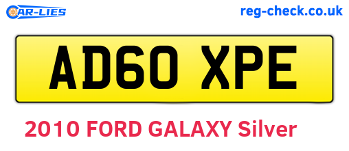 AD60XPE are the vehicle registration plates.