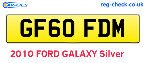 GF60FDM are the vehicle registration plates.