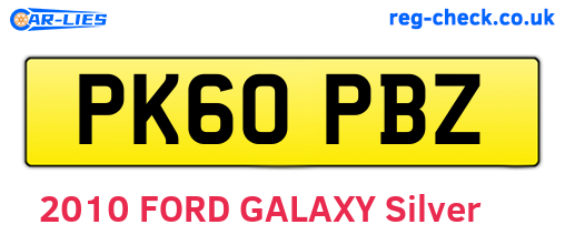 PK60PBZ are the vehicle registration plates.