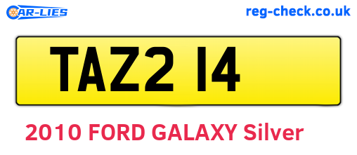 TAZ214 are the vehicle registration plates.