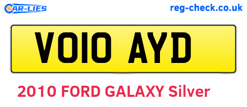 VO10AYD are the vehicle registration plates.