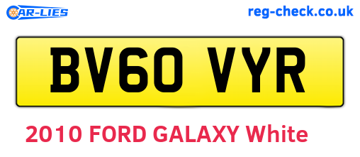 BV60VYR are the vehicle registration plates.