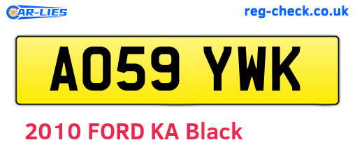 AO59YWK are the vehicle registration plates.
