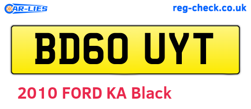 BD60UYT are the vehicle registration plates.