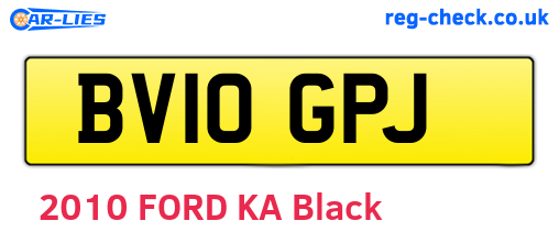 BV10GPJ are the vehicle registration plates.