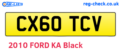 CX60TCV are the vehicle registration plates.