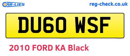 DU60WSF are the vehicle registration plates.
