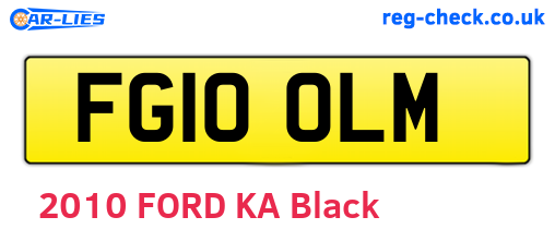 FG10OLM are the vehicle registration plates.