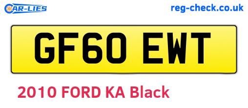 GF60EWT are the vehicle registration plates.