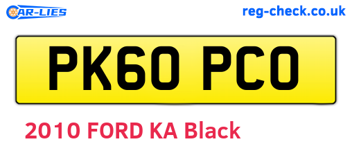 PK60PCO are the vehicle registration plates.