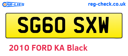 SG60SXW are the vehicle registration plates.
