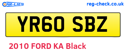 YR60SBZ are the vehicle registration plates.