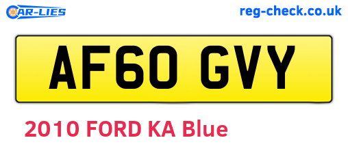 AF60GVY are the vehicle registration plates.