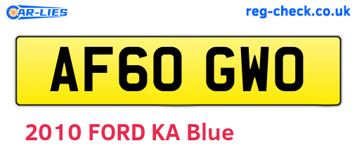 AF60GWO are the vehicle registration plates.