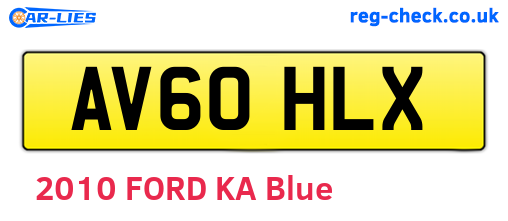 AV60HLX are the vehicle registration plates.