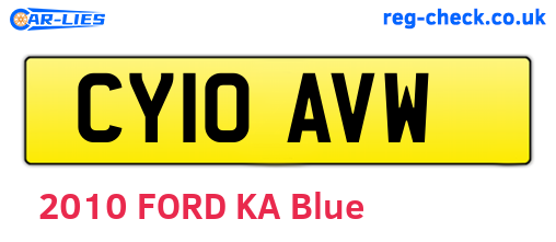 CY10AVW are the vehicle registration plates.