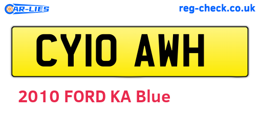 CY10AWH are the vehicle registration plates.