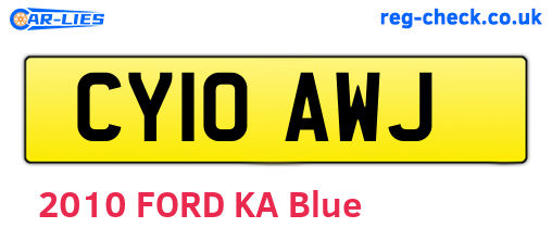 CY10AWJ are the vehicle registration plates.