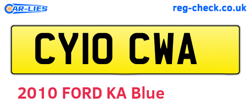 CY10CWA are the vehicle registration plates.