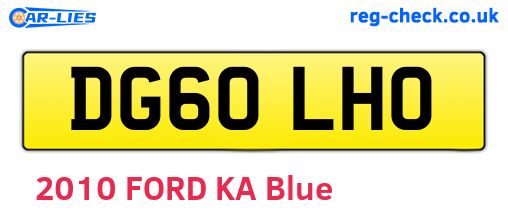 DG60LHO are the vehicle registration plates.