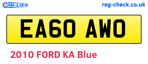 EA60AWO are the vehicle registration plates.