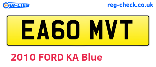 EA60MVT are the vehicle registration plates.