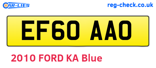 EF60AAO are the vehicle registration plates.