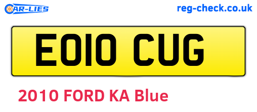 EO10CUG are the vehicle registration plates.