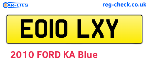 EO10LXY are the vehicle registration plates.