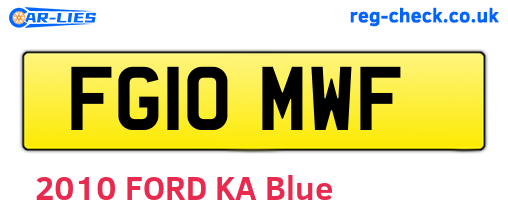 FG10MWF are the vehicle registration plates.