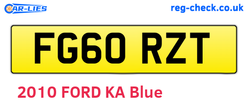 FG60RZT are the vehicle registration plates.