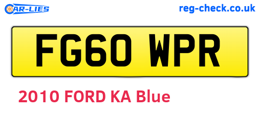 FG60WPR are the vehicle registration plates.