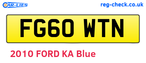 FG60WTN are the vehicle registration plates.