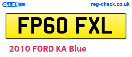 FP60FXL are the vehicle registration plates.