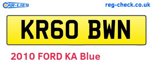 KR60BWN are the vehicle registration plates.