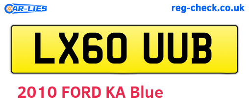 LX60UUB are the vehicle registration plates.