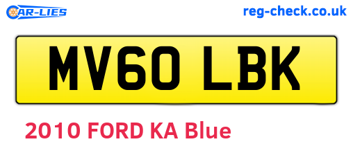 MV60LBK are the vehicle registration plates.