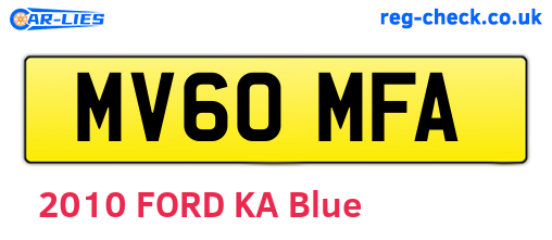 MV60MFA are the vehicle registration plates.