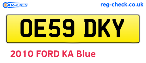 OE59DKY are the vehicle registration plates.